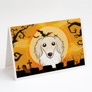 Halloween Longhair Creme Dachshund Greeting Cards And Envelopes Pack Of 8