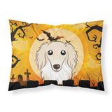 Caroline'S Treasures Bb1770Pillowcase Halloween Longhair Creme Dachshund Fabric Standard Pillowcase, Large, Multicolor