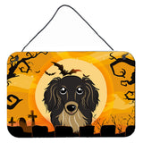 Caroline'S Treasures Halloween Longhair Black And Tan Dachshund Wall Or Door Hanging Prints Bb1771Ds812, 8Hx12W, Multicolor