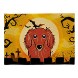 Caroline'S Treasures Bb1772Plmt Halloween Longhair Red Dachshund Fabric Placemat, Multicolor