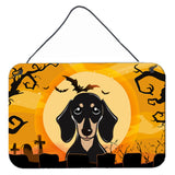 Caroline'S Treasures Halloween Smooth Black And Tan Dachshund Wall Or Door Hanging Prints Bb1773Ds812, 8Hx12W, Multicolor