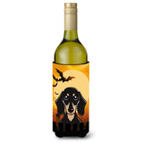 Caroline'S Treasures Halloween Smooth Black And Tan Dachshund Wine Bottle Koozie Hugger, 750 Ml, Multicolor