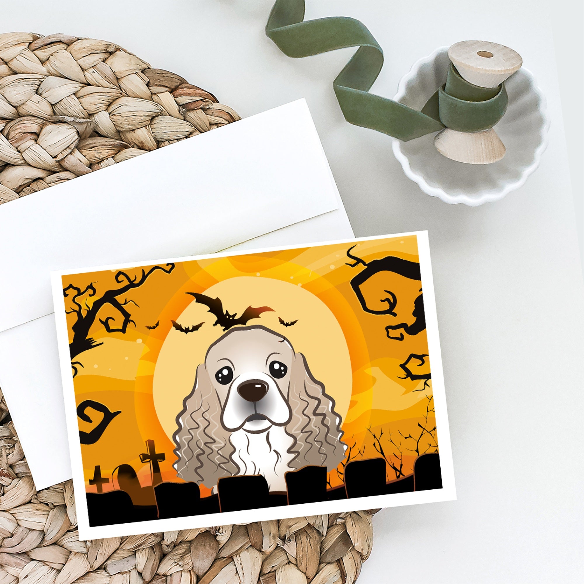 Halloween Cocker Spaniel Greeting Cards And Envelopes Pack Of 8
