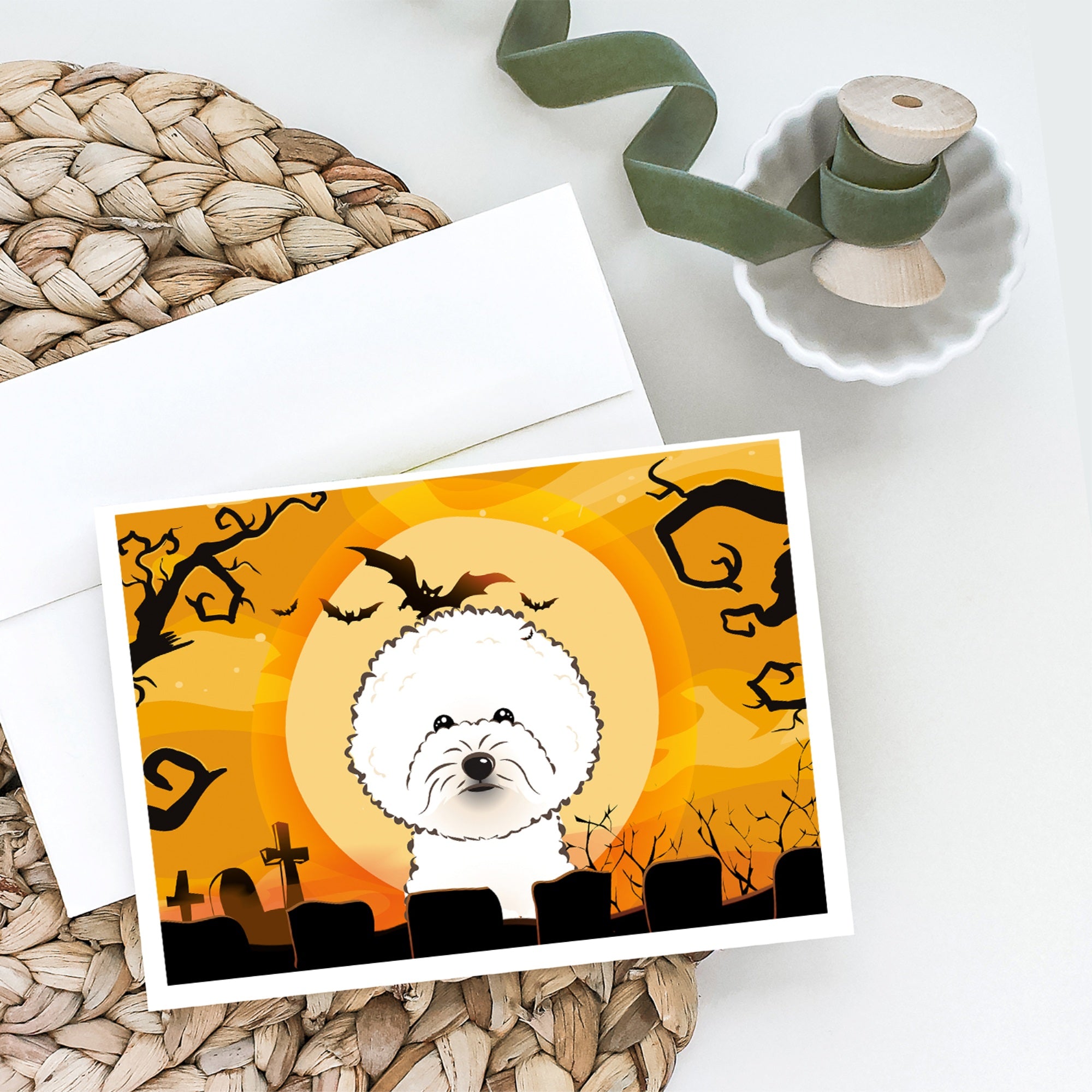 Halloween Bichon Frise Greeting Cards And Envelopes Pack Of 8