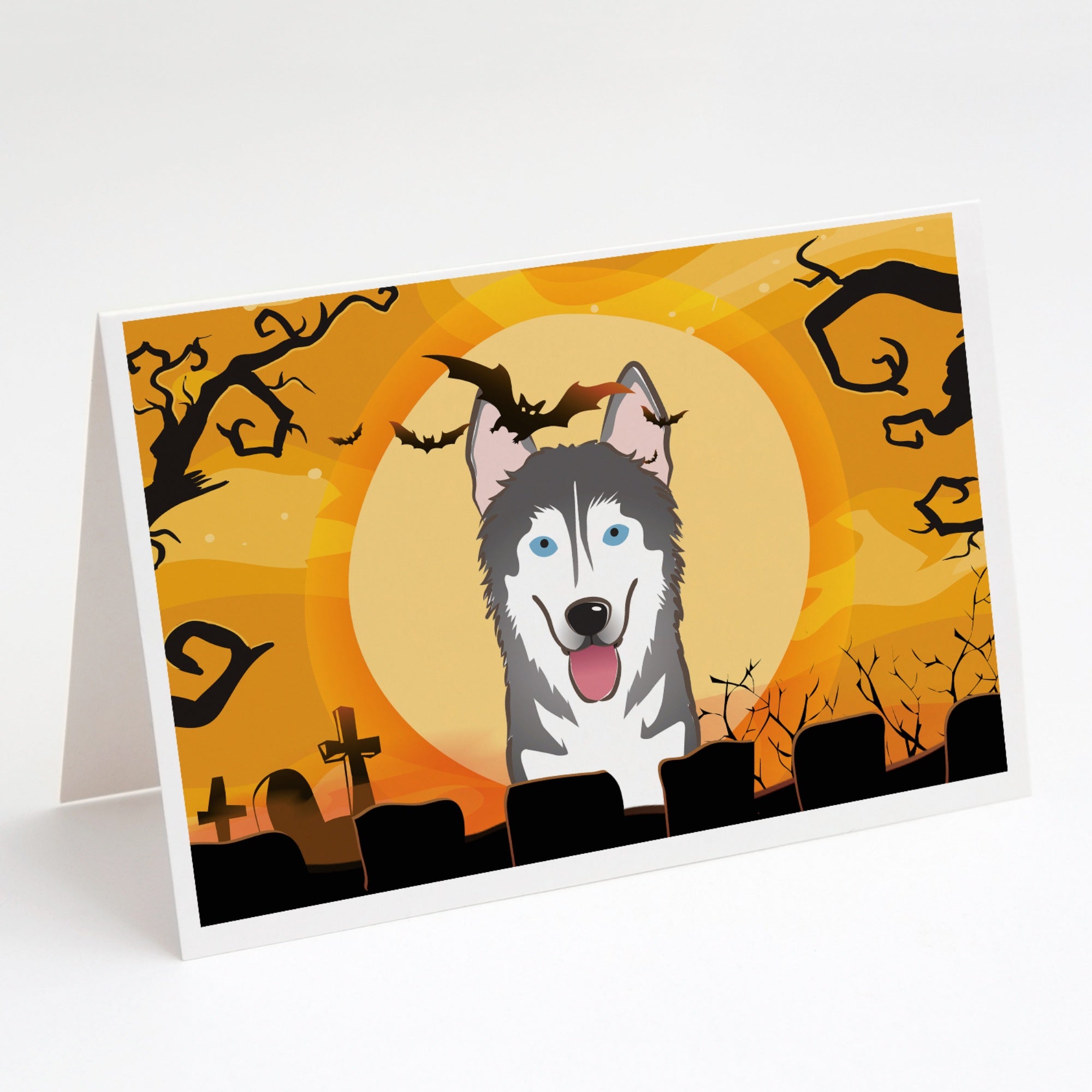 Halloween Alaskan Malamute Greeting Cards And Envelopes Pack Of 8