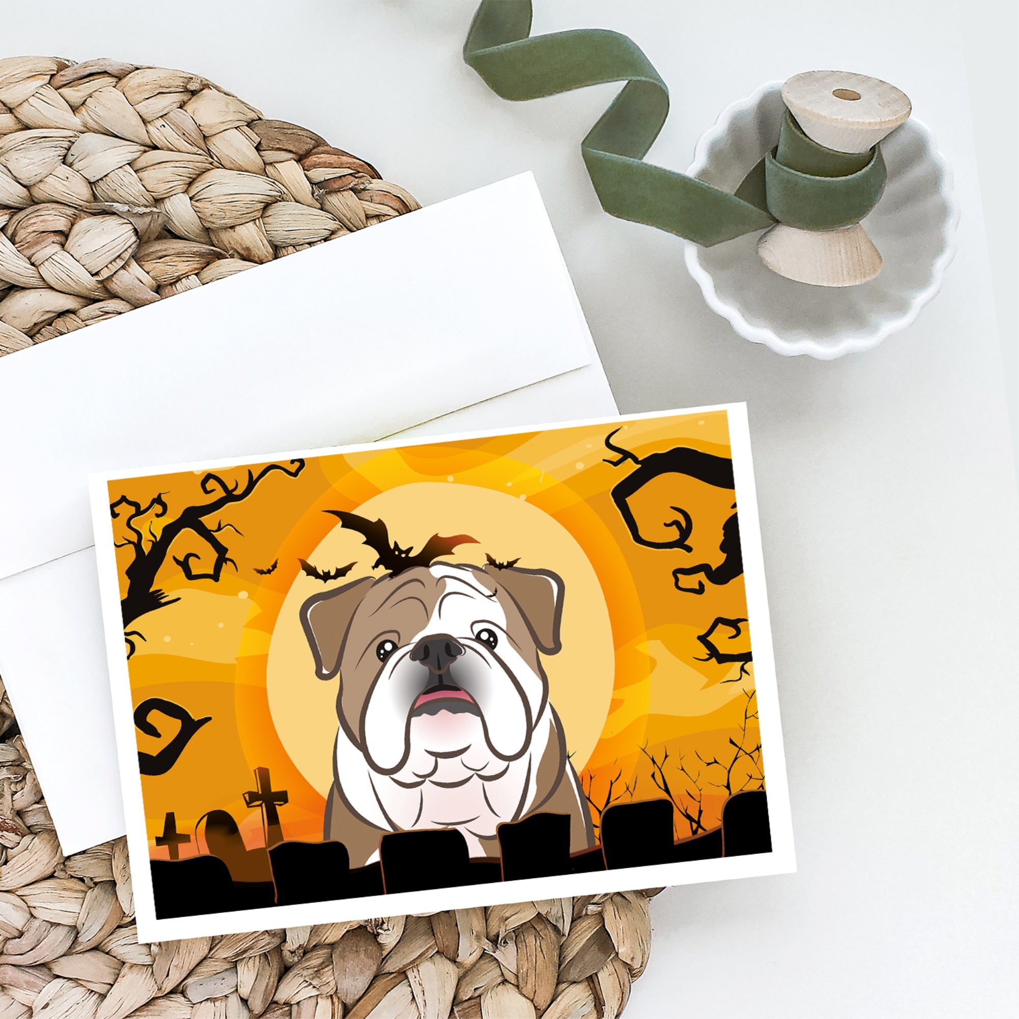 Halloween English Bulldog Greeting Cards And Envelopes Pack Of 8