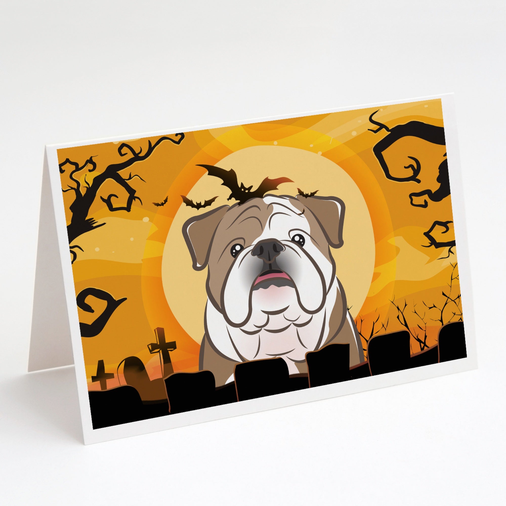 Halloween English Bulldog Greeting Cards And Envelopes Pack Of 8