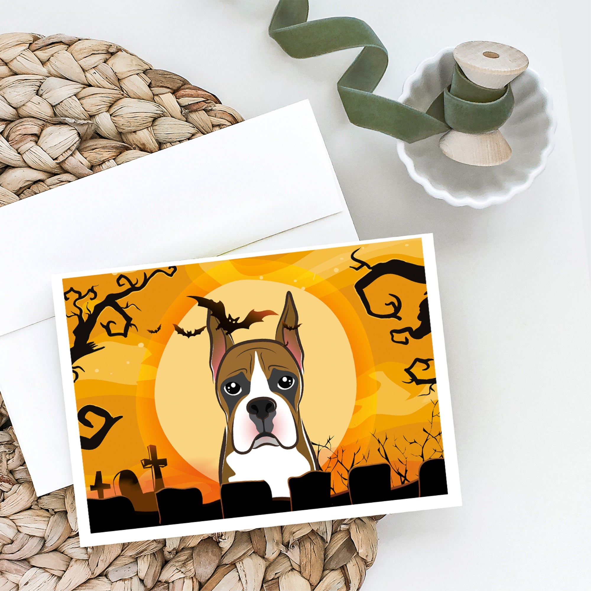 Halloween Boxer Greeting Cards And Envelopes Pack Of 8