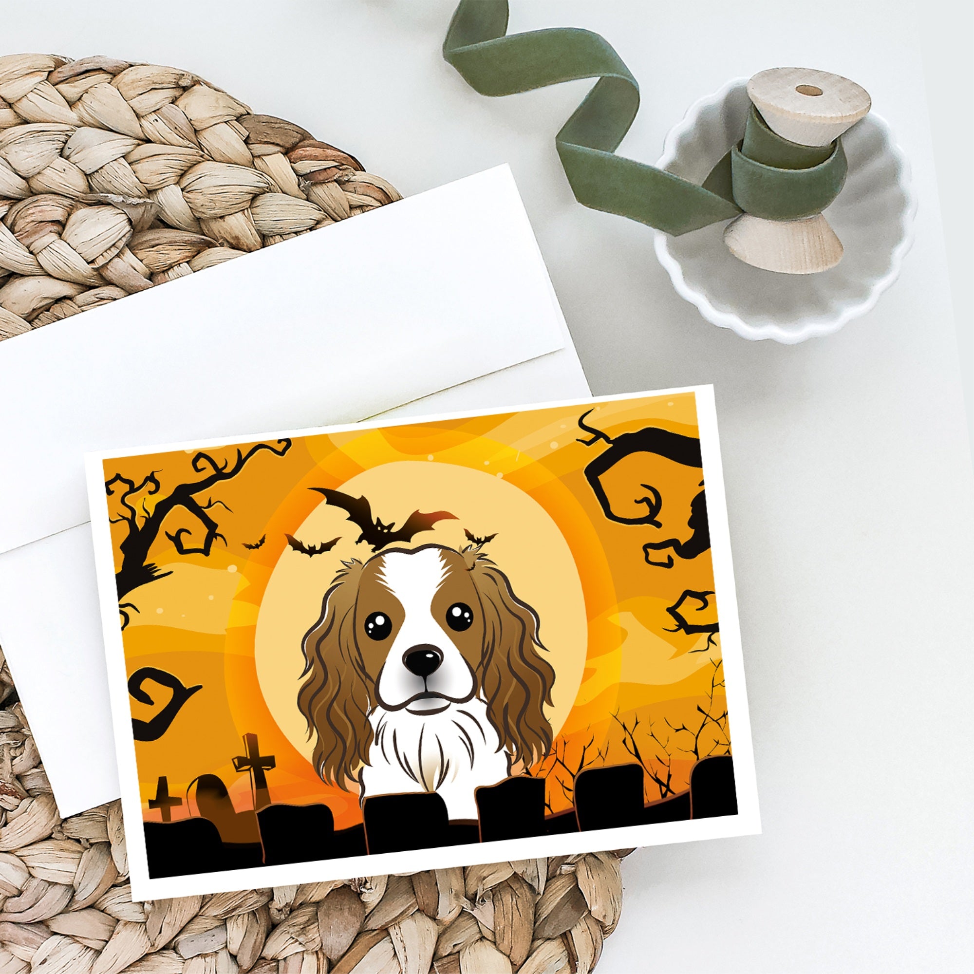 Halloween Cavalier Spaniel Greeting Cards And Envelopes Pack Of 8
