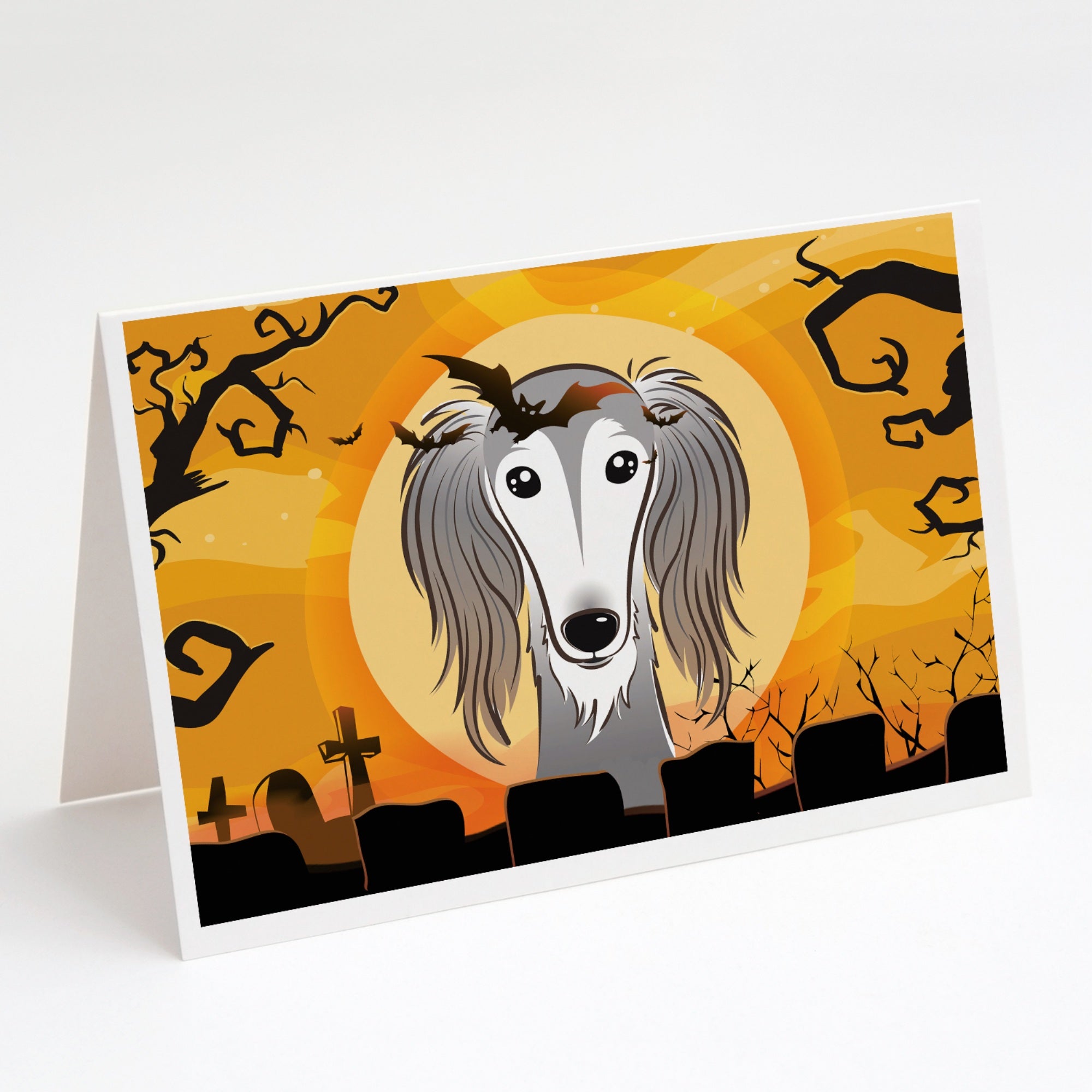 Halloween Saluki Greeting Cards And Envelopes Pack Of 8