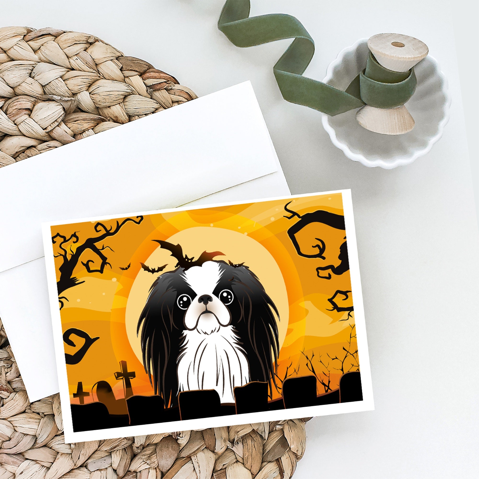 Halloween Japanese Chin Greeting Cards And Envelopes Pack Of 8