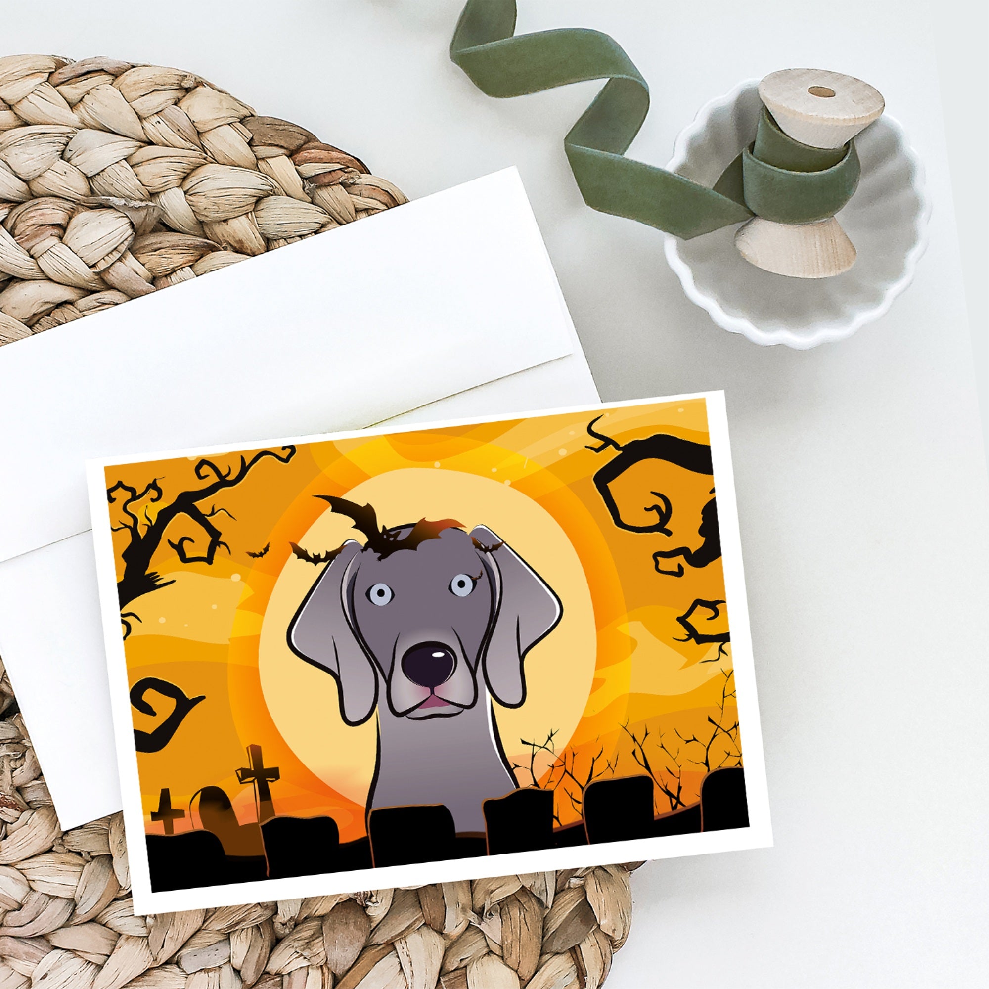 Halloween Weimaraner Greeting Cards And Envelopes Pack Of 8