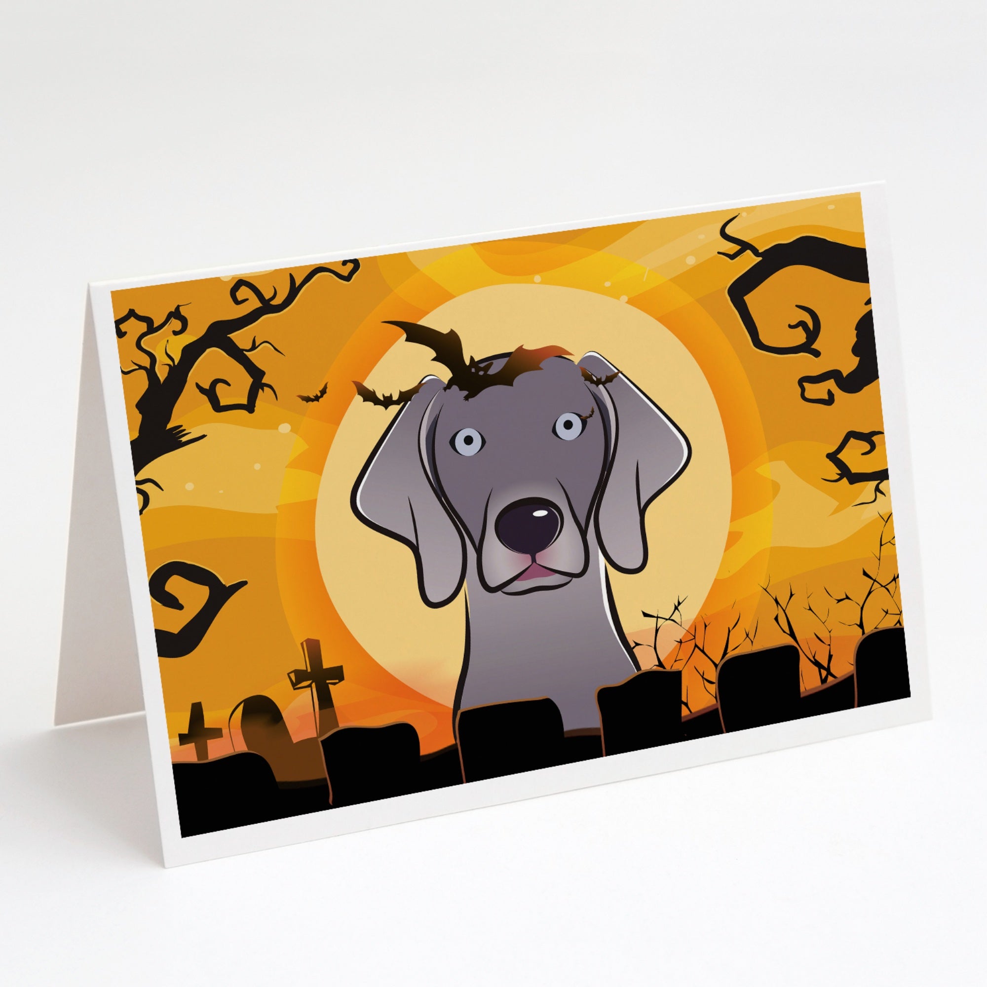 Halloween Weimaraner Greeting Cards And Envelopes Pack Of 8