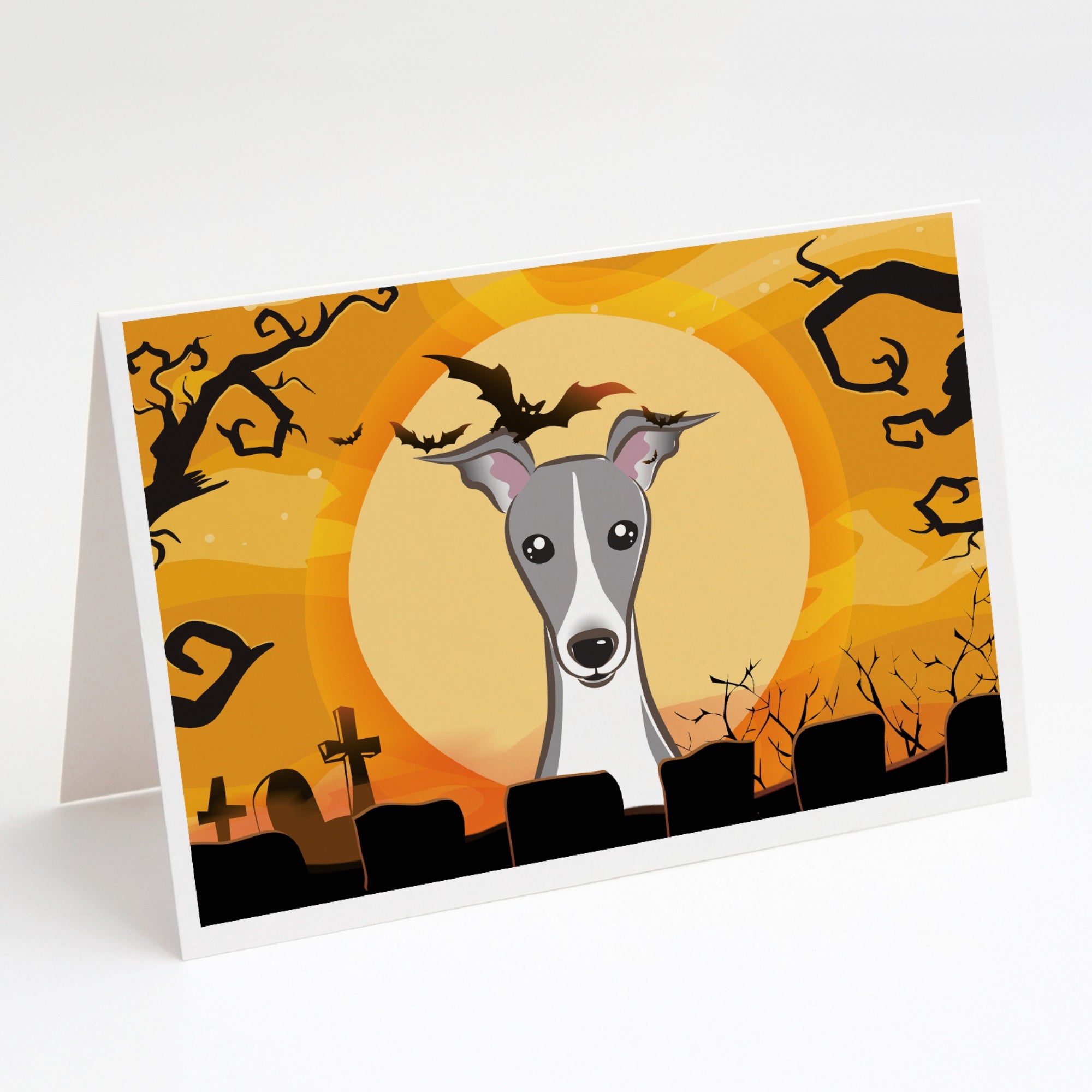 Halloween Italian Greyhound Greeting Cards And Envelopes Pack Of 8