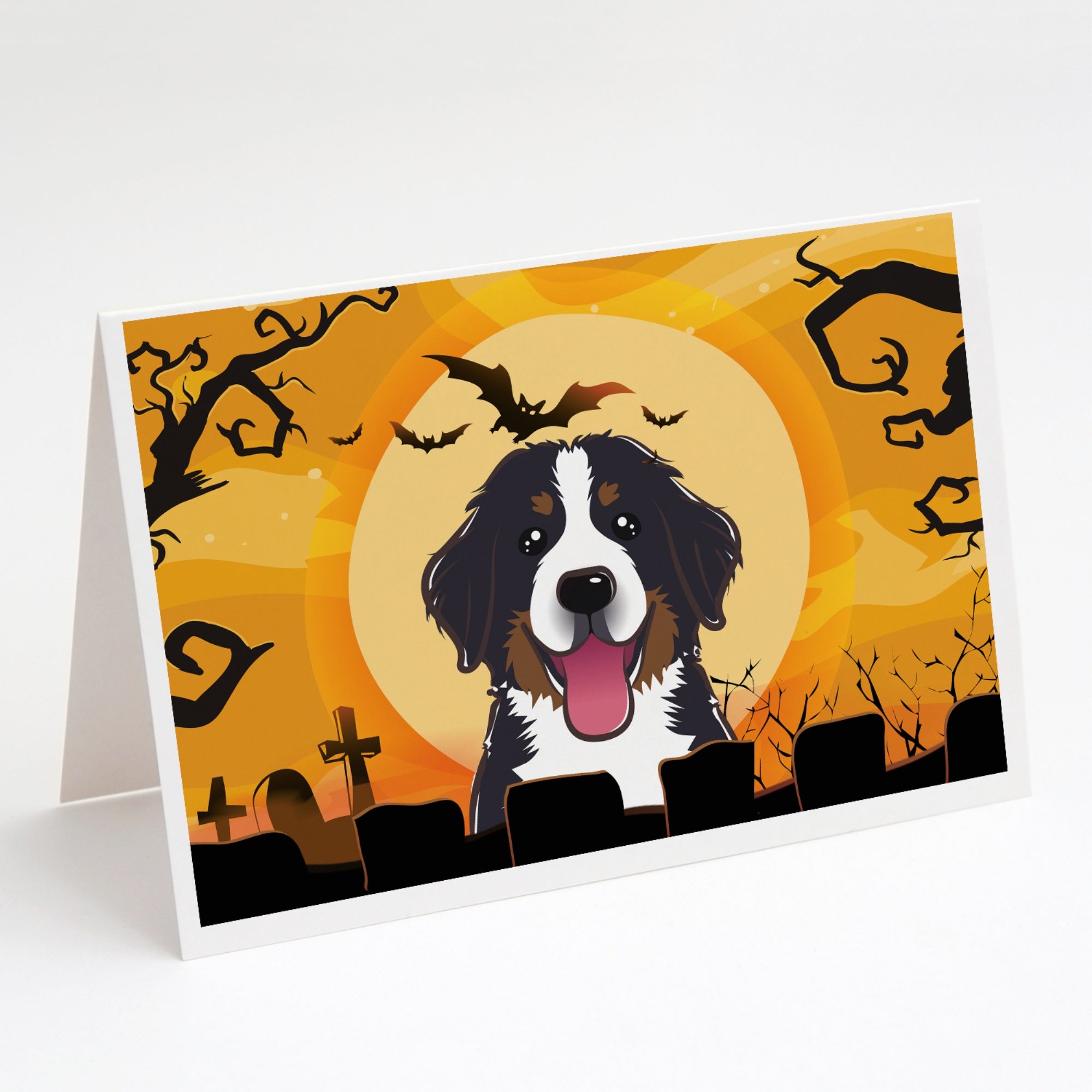 Halloween Bernese Mountain Dog Greeting Cards And Envelopes Pack Of 8