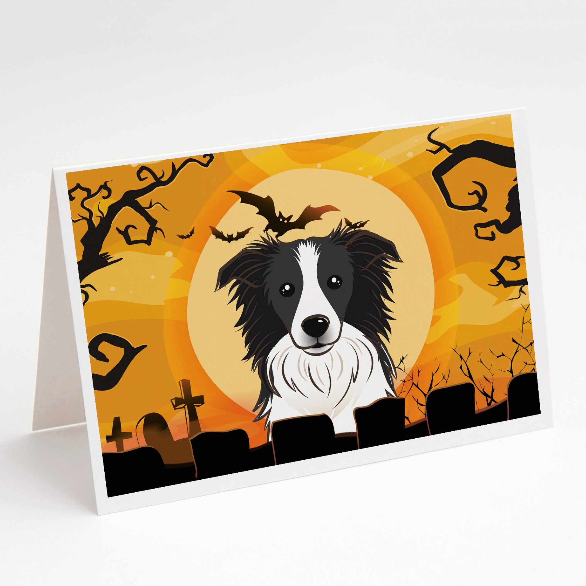 Halloween Border Collie Greeting Cards And Envelopes Pack Of 8