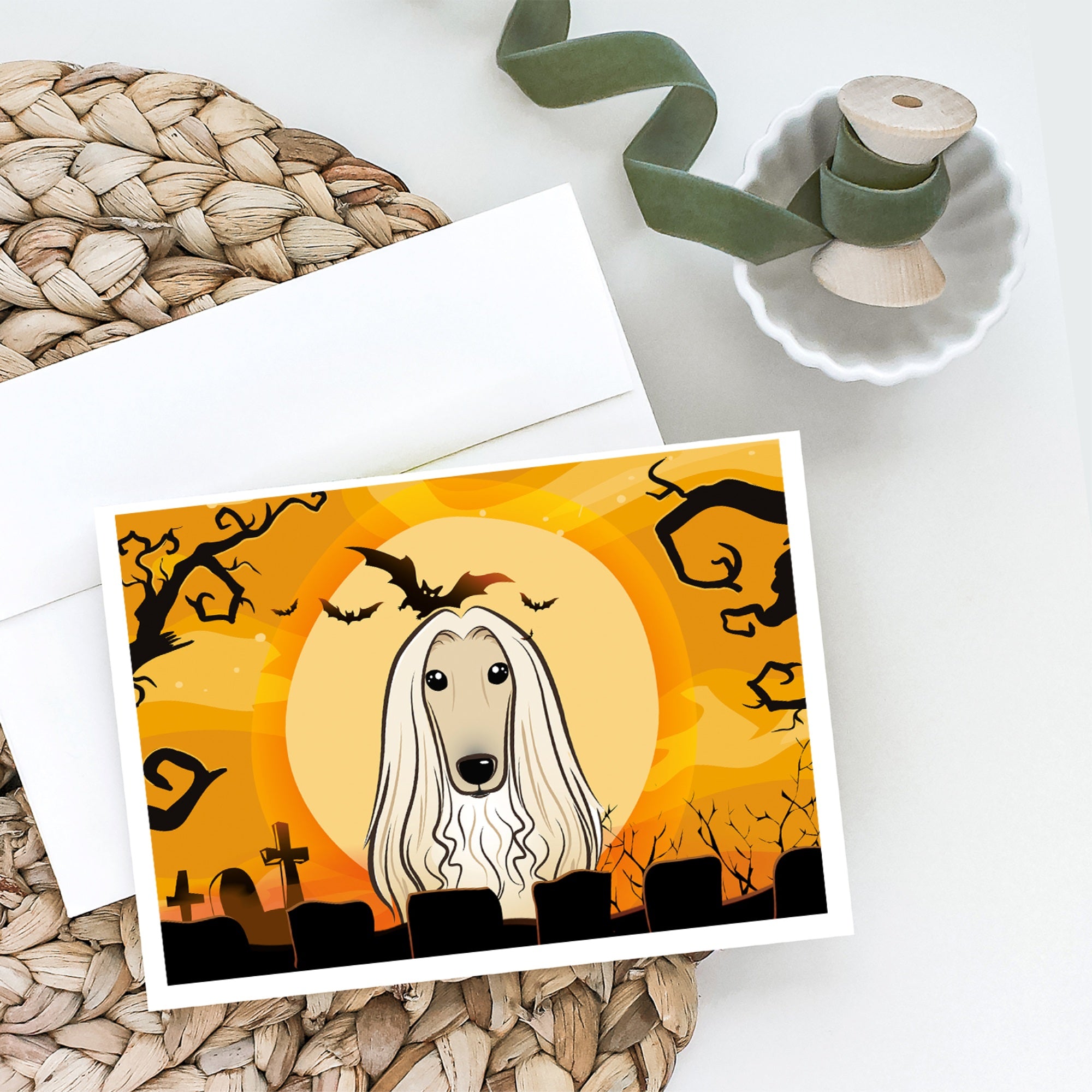 Halloween Afghan Hound Greeting Cards And Envelopes Pack Of 8