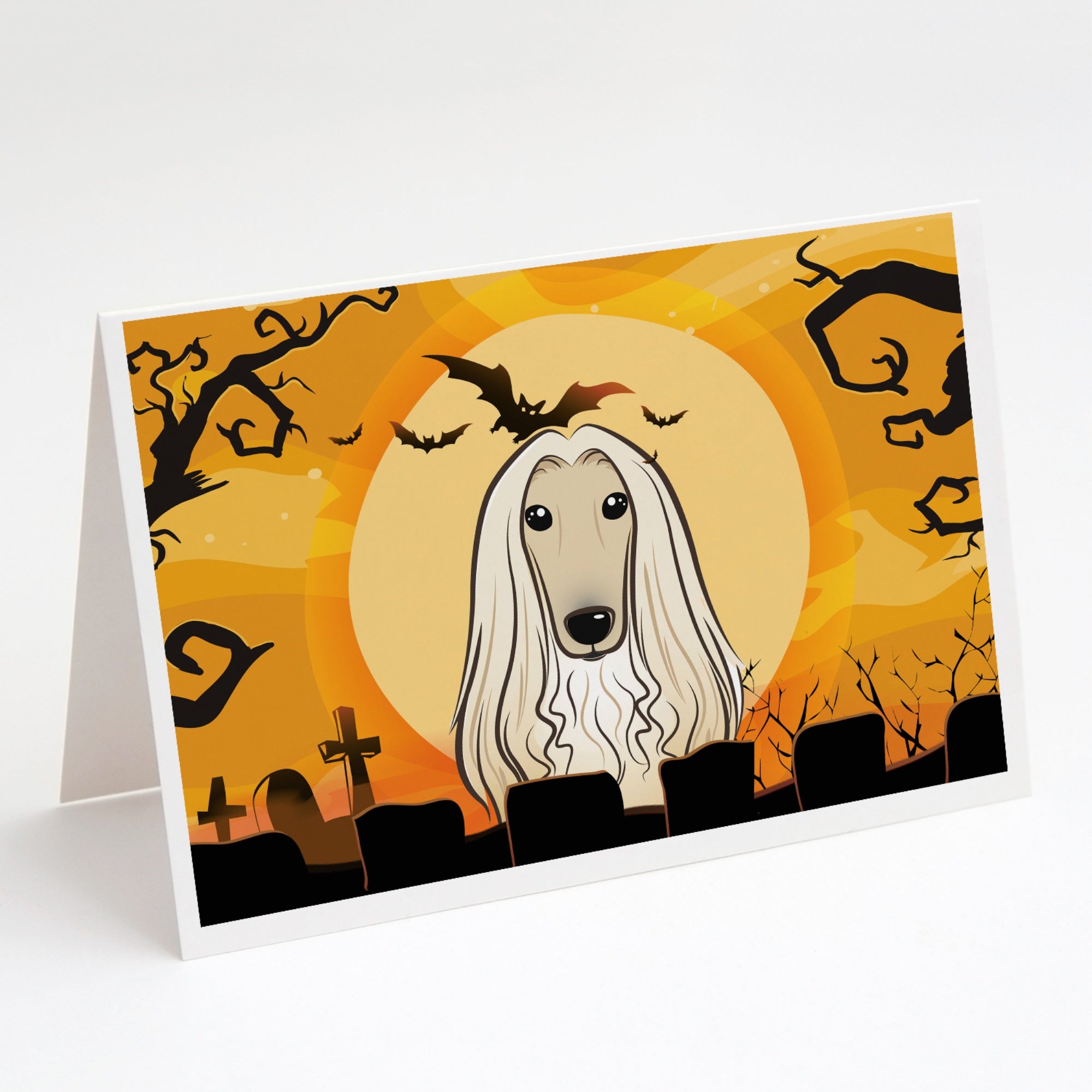 Halloween Afghan Hound Greeting Cards And Envelopes Pack Of 8