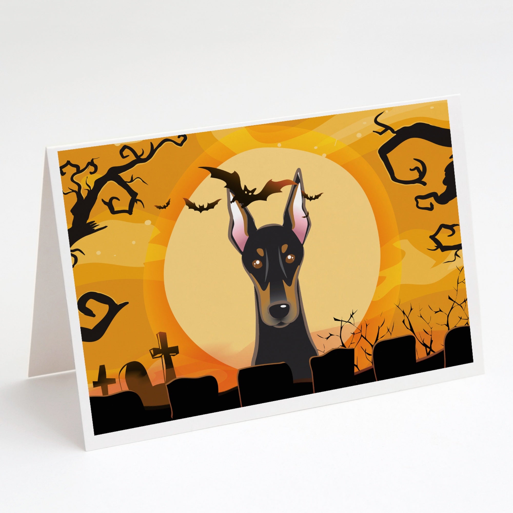 Halloween Doberman Greeting Cards And Envelopes Pack Of 8