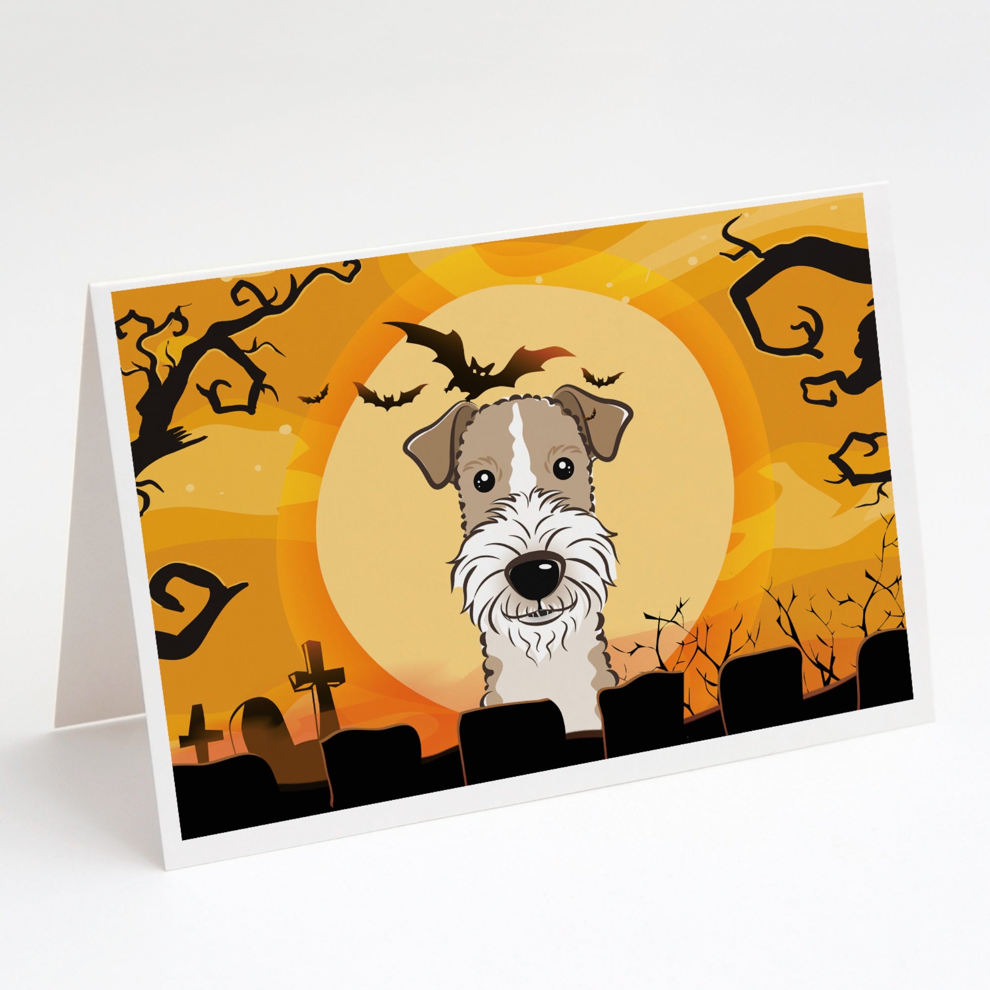 Halloween Wire Haired Fox Terrier Greeting Cards And Envelopes Pack Of 8