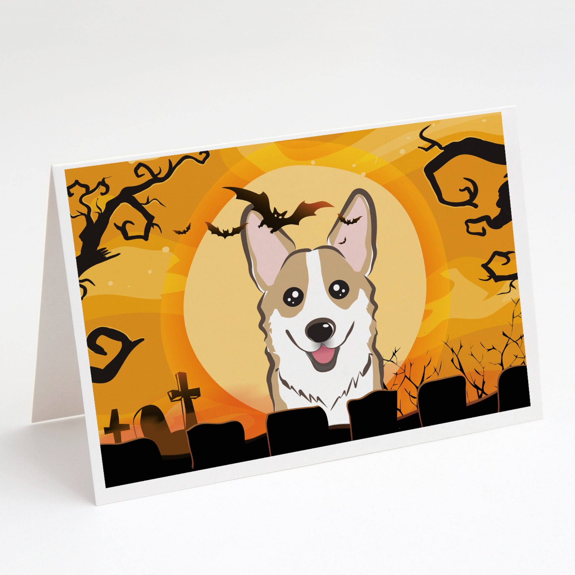 Halloween Sable Corgi Greeting Cards And Envelopes Pack Of 8