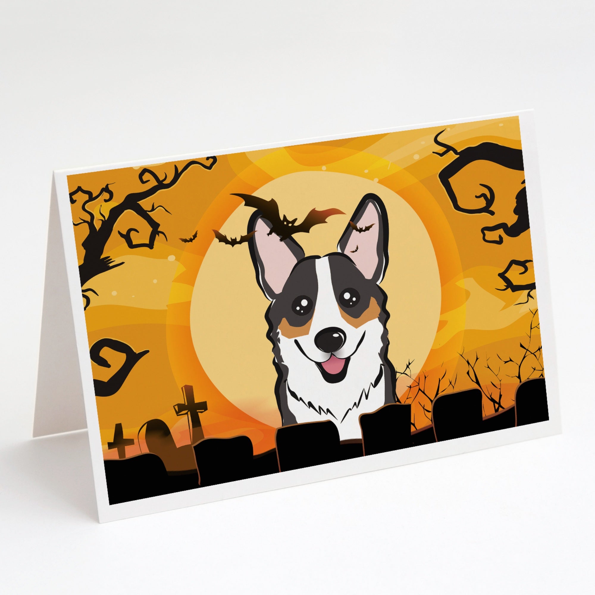 Halloween Tricolor Corgi Greeting Cards And Envelopes Pack Of 8