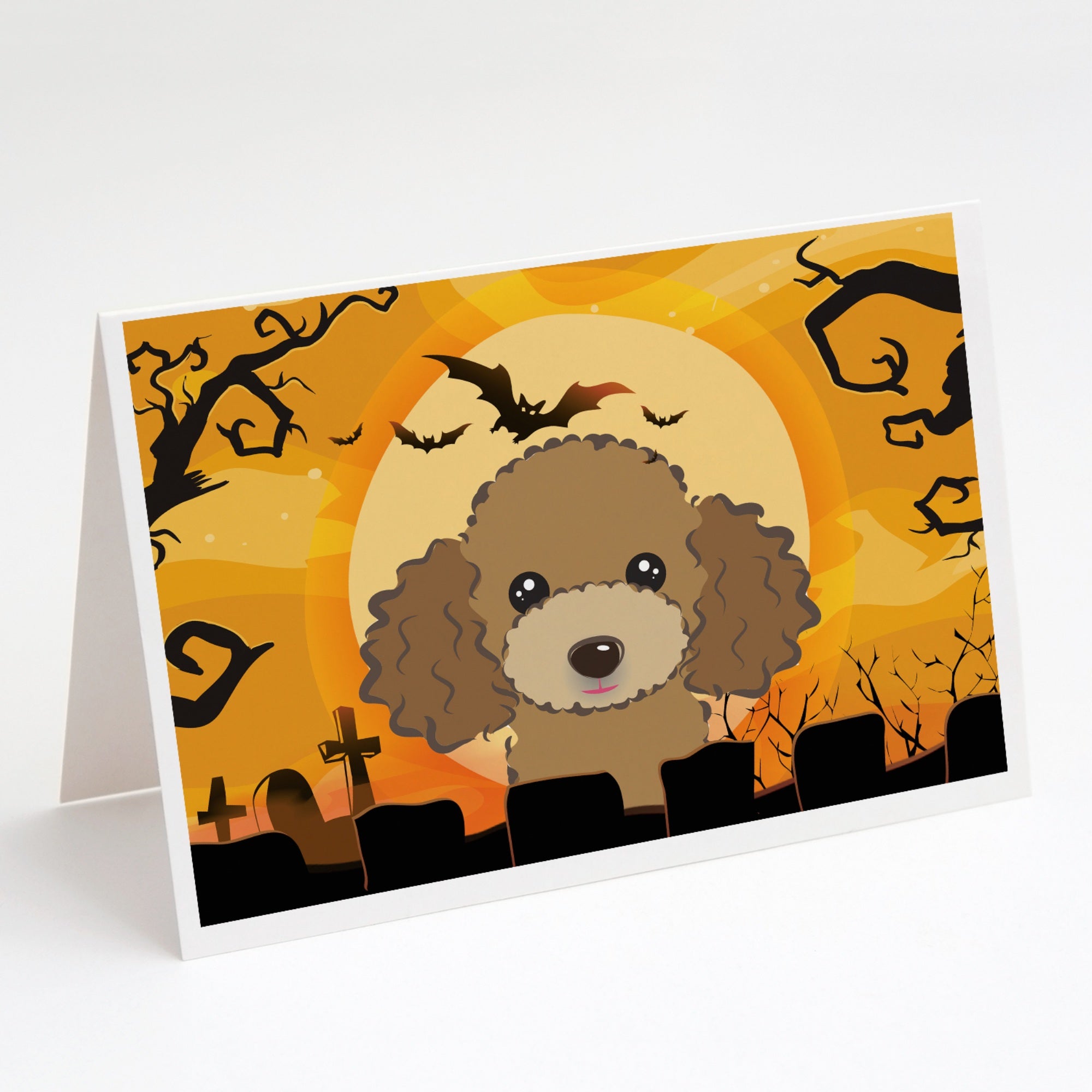 Halloween Chocolate Brown Poodle Greeting Cards And Envelopes Pack Of 8