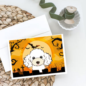 Halloween White Poodle Greeting Cards And Envelopes Pack Of 8