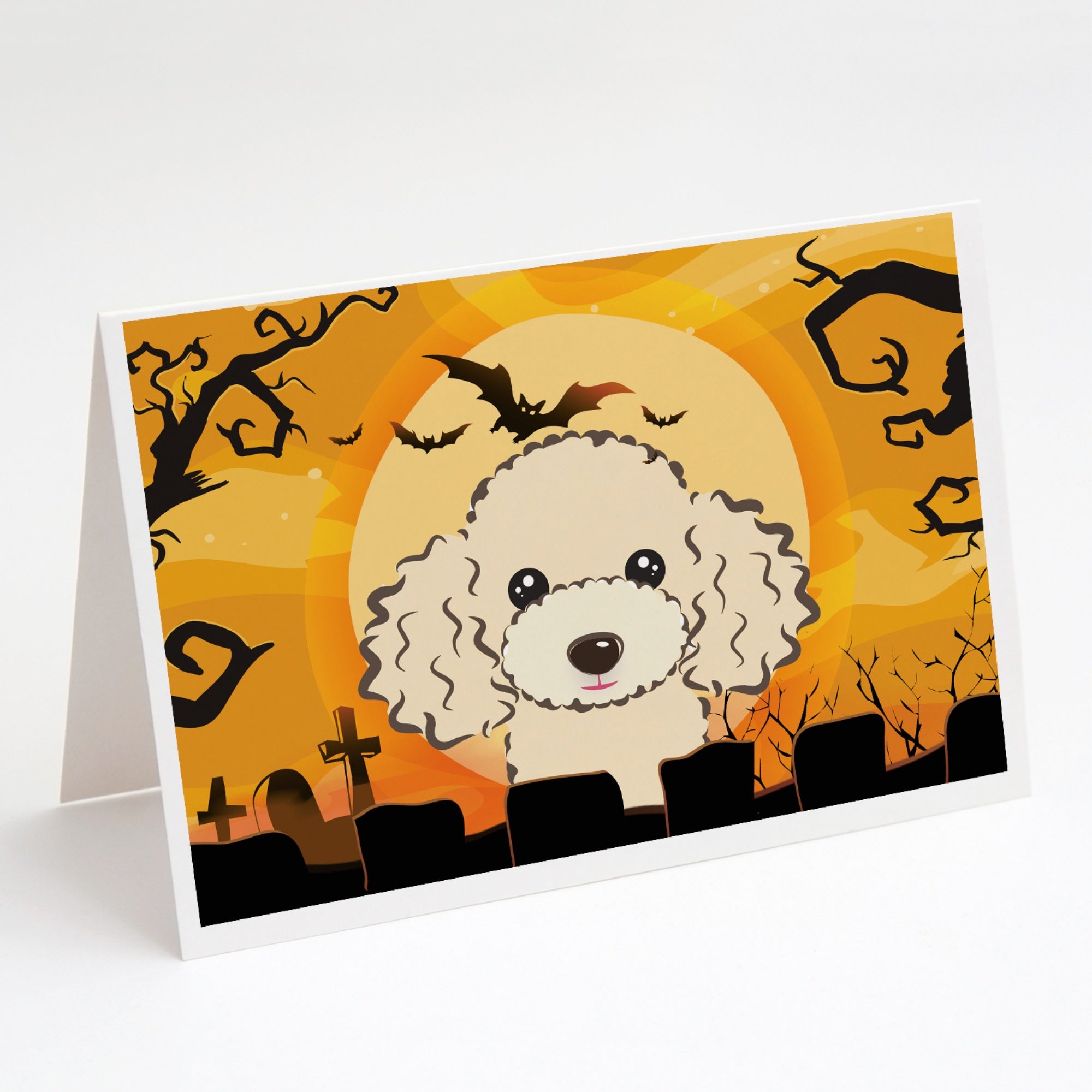 Halloween Buff Poodle Greeting Cards And Envelopes Pack Of 8