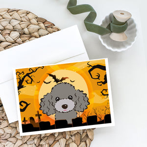 Halloween Silver Gray Poodle Greeting Cards And Envelopes Pack Of 8