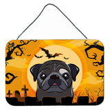 Caroline'S Treasures Halloween Black Pug Wall Or Door Hanging Prints Bb1821Ds812, 8Hx12W
