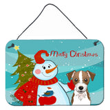 Caroline'S Treasures Snowman With Jack Russell Terrier Wall Or Door Hanging Prints Bb1822Ds812, 8Hx12W, Multicolor