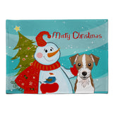 Caroline'S Treasures Bb1822Plmt Snowman With Jack Russell Terrier Fabric Placemat, Multicolor