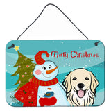 Caroline'S Treasures Snowman With Golden Retriever Wall Or Door Hanging Prints Bb1825Ds812, 8Hx12W