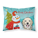 Caroline'S Treasures Bb1825Pillowcase Snowman With Golden Retriever Fabric Standard Pillowcase, Large, Multicolor