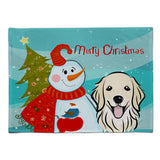 Caroline'S Treasures Bb1825Plmt Snowman With Golden Retriever Fabric Placemat, Multicolor