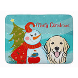 Caroline'S Treasures Snowman With Golden Retriever Floor Mat, 19 X 27, Multicolor
