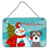 Caroline'S Treasures Snowman With Schnauzer Wall Or Door Hanging Prints Bb1826Ds812, 8Hx12W