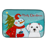 Caroline'S Treasures Snowman With Maltese Dish Drying Mat, 14 X 21