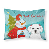 Caroline'S Treasures Bb1828Pillowcase Snowman With Maltese Fabric Standard Pillowcase, Large, Multicolor