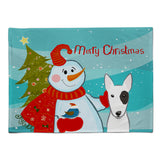 Caroline'S Treasures Bb1829Plmt Snowman With Bull Terrier Fabric Placemat, Multicolor