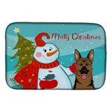 Caroline'S Treasures Snowman With German Shepherd Dish Drying Mat, 14 X 21
