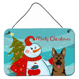 Caroline'S Treasures Snowman With German Shepherd Wall Or Door Hanging Prints Bb1831Ds812, 8Hx12W