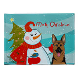 Caroline'S Treasures Bb1831Plmt Snowman With German Shepherd Fabric Placemat, Multicolor