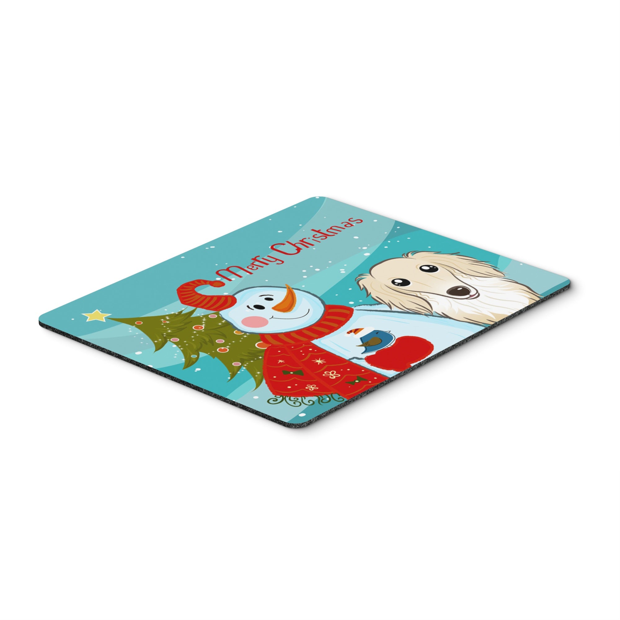 Caroline'S Treasures Snowman With Longhair Creme Dachshund Mouse Pad, Hot Pad Or Trivet, Multicolor (Bb1832Mp)