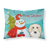 Caroline'S Treasures Bb1832Pillowcase Snowman With Longhair Creme Dachshund Fabric Standard Pillowcase, Large, Multicolor