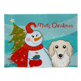 Caroline'S Treasures Bb1832Plmt Snowman With Longhair Creme Dachshund Fabric Placemat, Multicolor