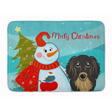 Caroline'S Treasures Snowman Longhair Black Tan Dachshund Floor Mat, 19 X 27, Multicolor
