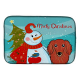 Caroline'S Treasures Snowman With Longhair Red Dachshund Dish Drying Mat, 14 X 21