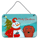 Caroline'S Treasures Snowman With Longhair Red Dachshund Wall Or Door Hanging Prints Bb1834Ds812, 8Hx12W